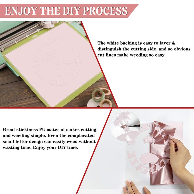 HTVRONT Heat Transfer Vinyl Rose Gold HTV Vinyl Roll for T Shirt - 12in x10ft Iron on Vinyl Easy to Cut & Weed for Heat Vinyl Design - Image 4